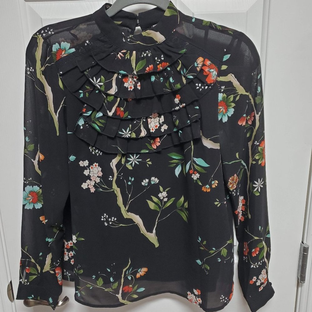 High Neck Ruffle Top